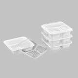 38 oz Premium 8" x 8" 3-Compartment Square Microwavable w/ Vent Combo (White) - 100/Case - ReztaurantDirect 