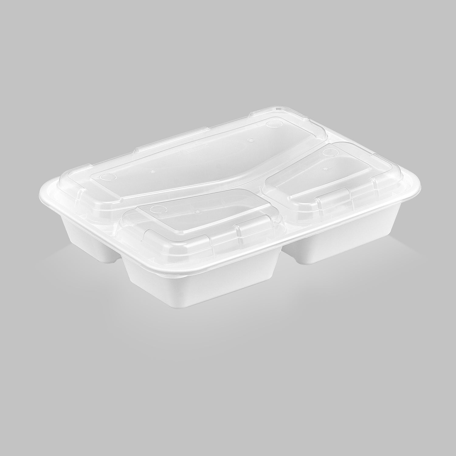 38 oz Premium 10" x 8" 3-Compartment Rectangular Microwavable w/ Vent Combo (White) - 150/Case - ReztaurantDirect 