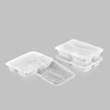 38 oz Premium 10" x 8" 3-Compartment Rectangular Microwavable w/ Vent Combo (White) - 150/Case - ReztaurantDirect 