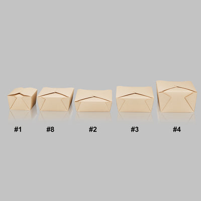 #3 71 oz PE Coated Folding Food Box (Bamboo) - 200/Case