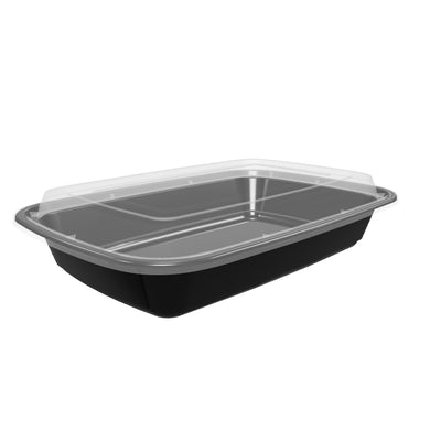 28 oz Premium 8" x 6" Oblong Microwaveable Combo (Black) - 150/Case