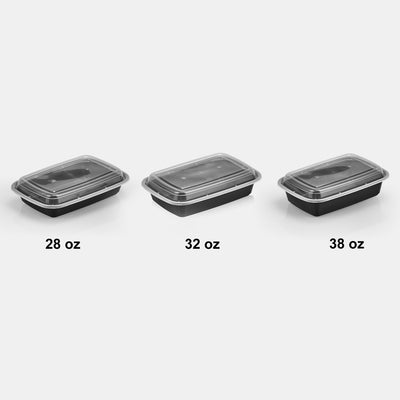 28 oz Premium 8" x 6" Oblong Microwaveable Combo (Black) - 150/Case