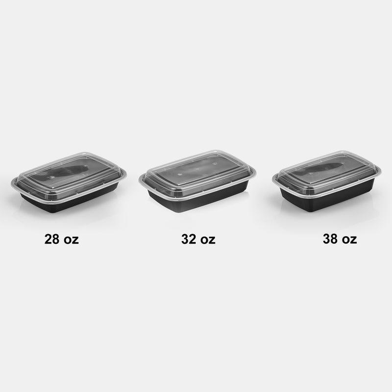 28 oz Premium 8" x 6" Oblong Microwaveable Combo (Black) - 150/Case