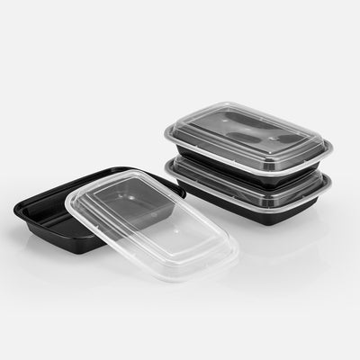 28 oz Premium 8" x 6" Oblong Microwaveable Combo (Black) - 25/Case