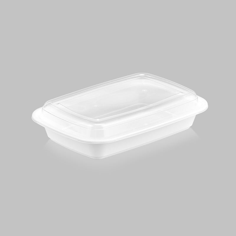 28 oz Premium 8" x 6" Oblong Microwaveable Combo (White) - 150/Case