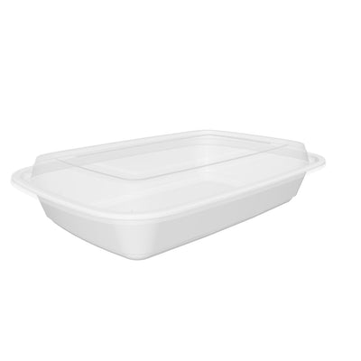 28 oz Premium 8" x 6" Oblong Microwaveable Combo (White) - 150/Case