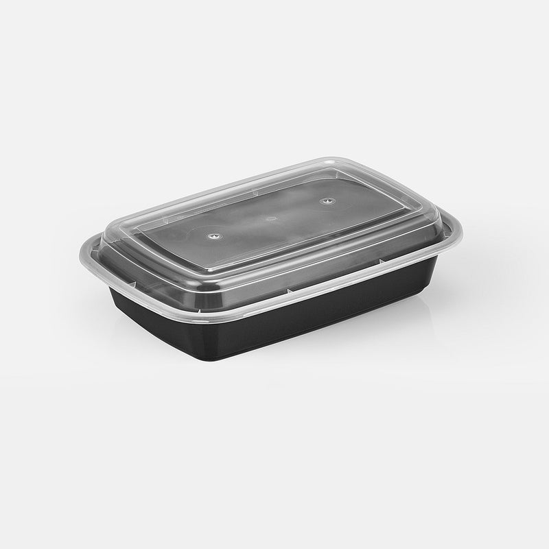 32 oz Premium 8" x 6" Oblong Microwaveable Combo (Black) - 150/Case