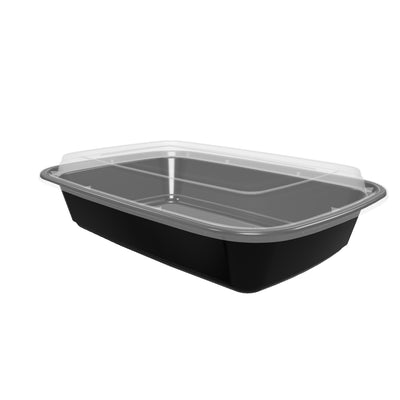 32 oz Premium 8" x 6" Oblong Microwaveable Combo (Black) - 150/Case