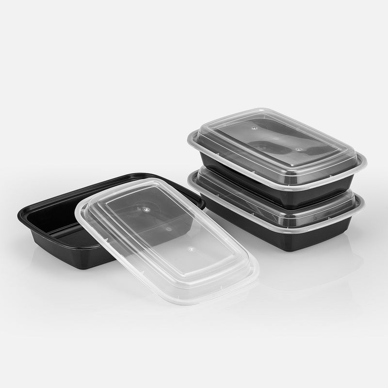 32 oz Premium 8" x 6" Oblong Microwaveable Combo (Black) - 150/Case