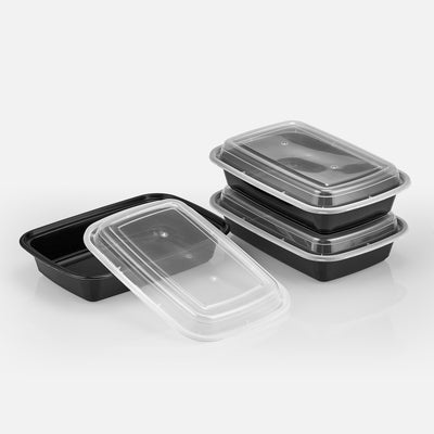 32 oz Premium 8" x 6" Oblong Microwaveable Combo (Black) - 25/Case