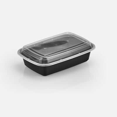 38 oz Premium 8" x 6" Oblong Microwaveable Combo (Black) - 25/Case