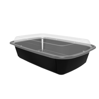 38 oz Premium 8" x 6" Oblong Microwaveable Combo (Black) - 25/Case