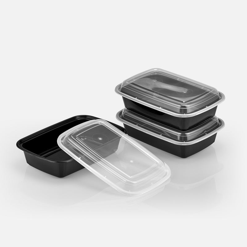 38 oz Premium 8" x 6" Oblong Microwaveable Combo (Black) - 25/Case