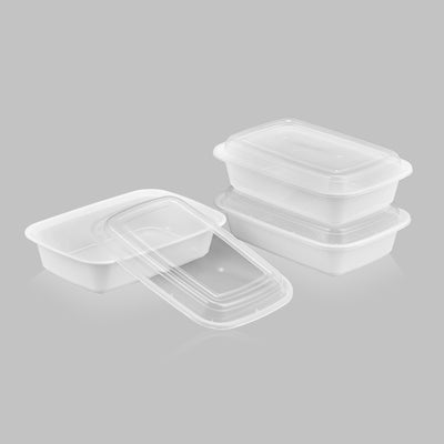 38 oz Premium 8" x 6" Oblong Microwaveable Combo (White) - 25/Case