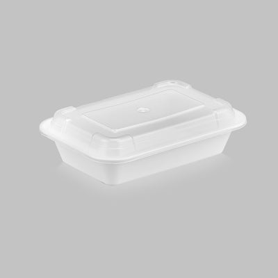 16 oz Premium 7" x 5" Rectangular Microwavable Combo (White) - 150/Case