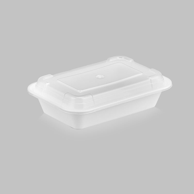 16 oz Premium 7" x 5" Rectangular Microwavable Combo (White) - 25/Case