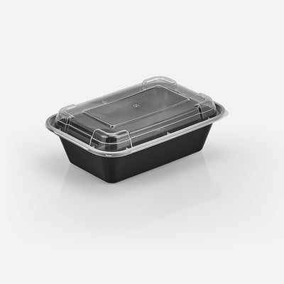 24 oz Premium 7" x 5" Rectangular Microwavable Combo (Black) - 150/Case