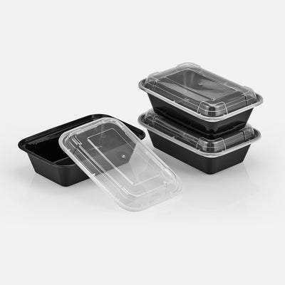 24 oz Premium 7" x 5" Rectangular Microwavable Combo (Black) - 150/Case