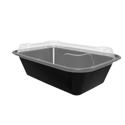 24 oz Premium 7" x 5" Rectangular Microwavable Combo (Black) - 25/Case