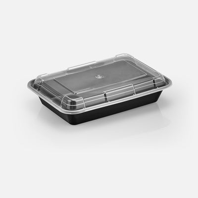 28 oz Premium 8" x 6" Rectangular Microwavable Combo (Black) - 150/Case