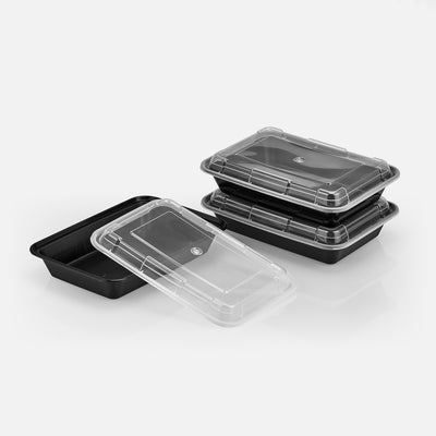 28 oz Premium 8" x 6" Rectangular Microwavable Combo (Black) - 150/Case