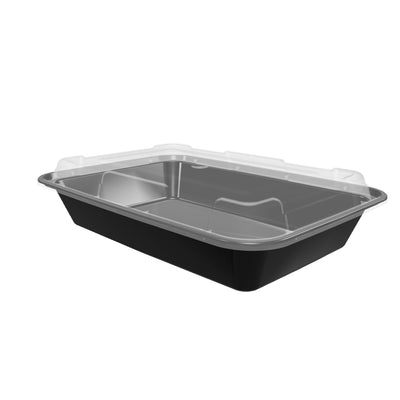 32 oz Premium 8" x 6" Rectangular Microwavable Combo (Black) - 150/Case