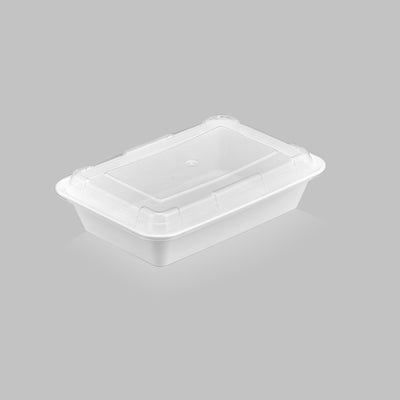 32 oz Premium 8" x 6" Rectangular Microwavable Combo (White) - 150/Case