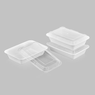 32 oz Premium 8" x 6" Rectangular Microwavable Combo (White) - 150/Case