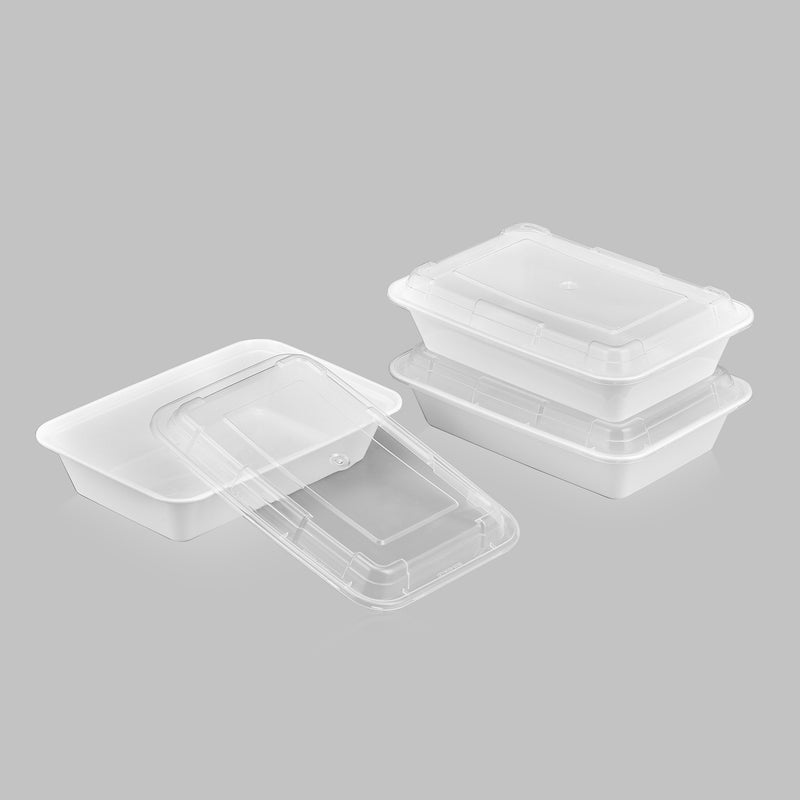 32 oz Premium 8" x 6" Rectangular Microwavable Combo (White) - 150/Case