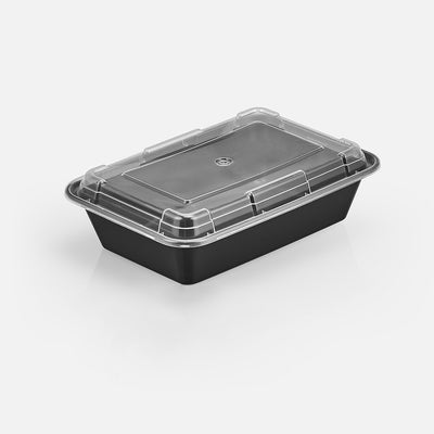 38 oz Premium 8" x 6" Rectangular Microwavable Combo (Black) - 150/Case