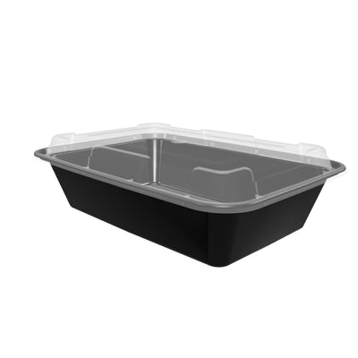 38 oz Premium 8" x 6" Rectangular Microwavable Combo (Black) - 150/Case