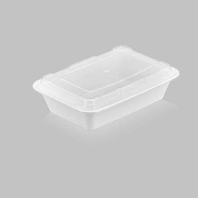 38 oz Premium 8" x 6" Rectangular Microwavable Combo (White) - 150/Case