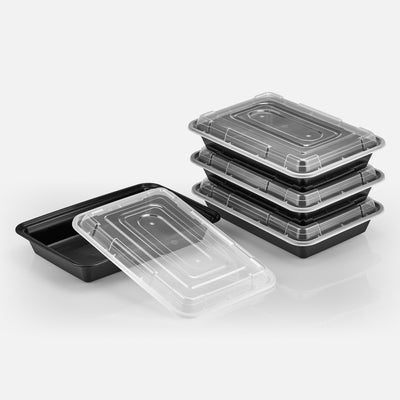 56 oz Premium 11" x 8" Rectangular Microwavable Combo (Black) - 150/Case