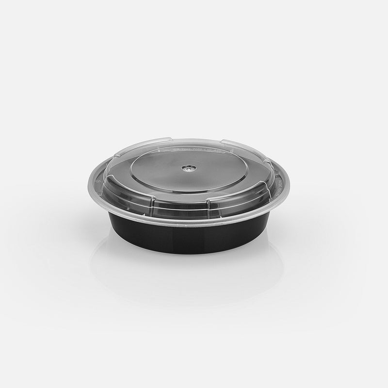 24 oz. Round Black Containers and Lids, Case of 150