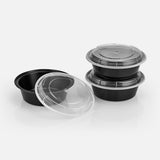 32 oz Premium 7" Round Combo (Black) - 25/Case - ReztaurantDirect 