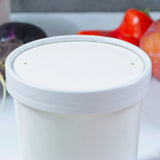 32 oz Double Coated PE Coated Paper Food Cup Paper Lid (White) - 500/Case