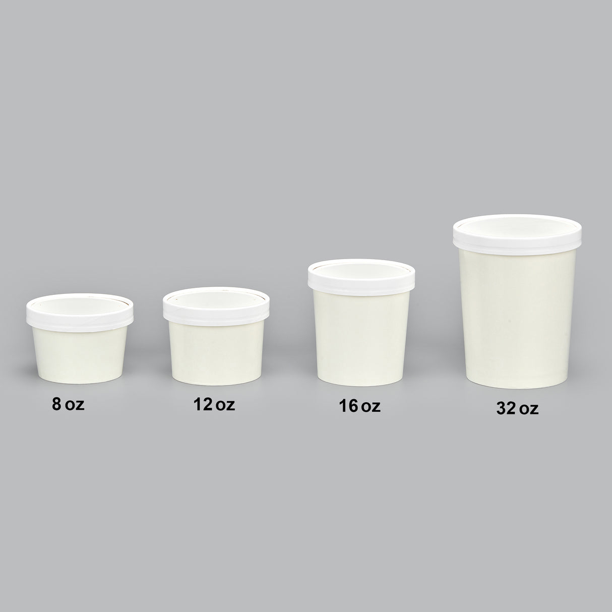 12 oz Double Coated PE Paper Food Cup w/ Paper Lid Combo (White) - 250/Case