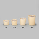 12 oz Double Coated PE Paper Food Cup w/ PP Lid Combo (Bamboo) - 250/Case