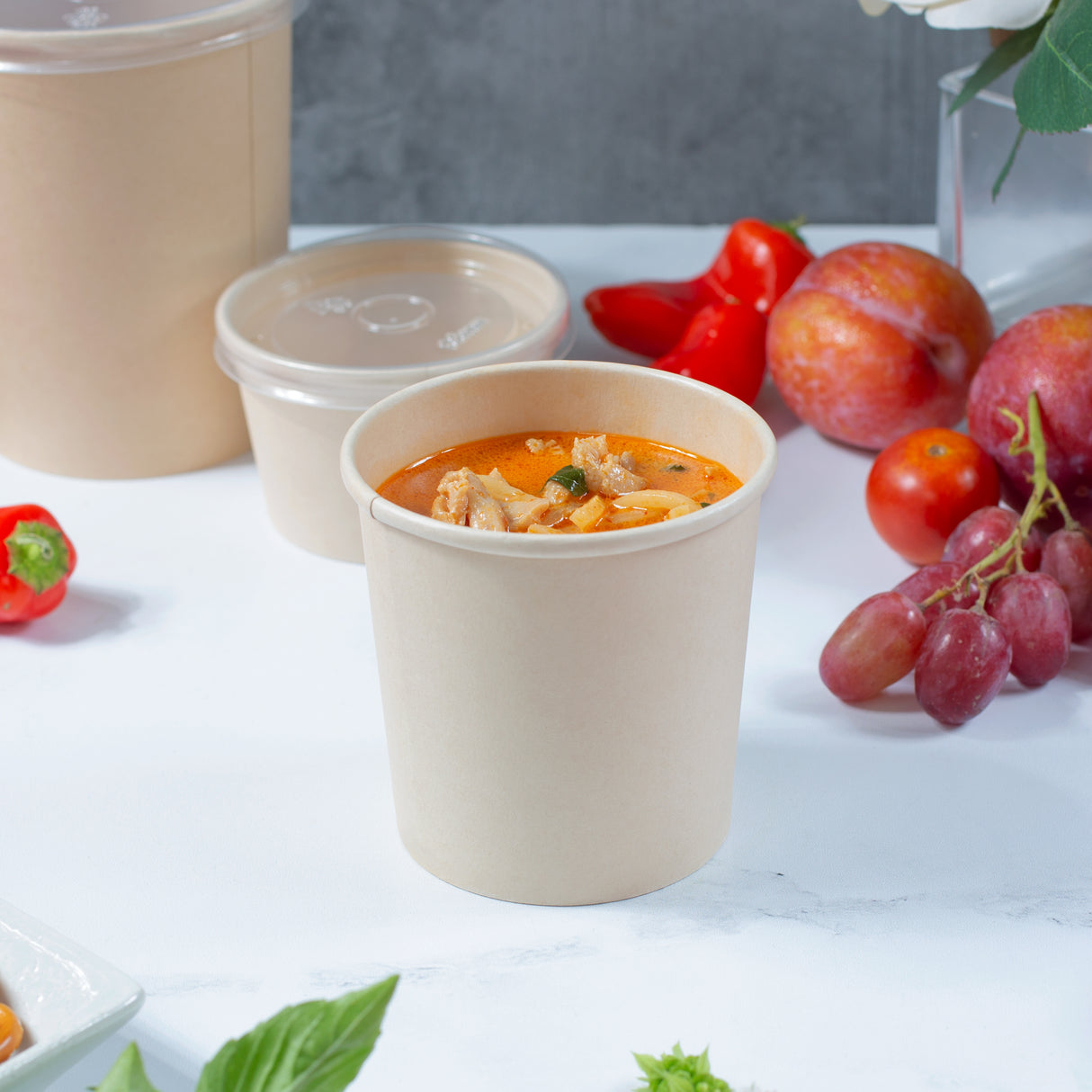 16 oz Double Coated PE Paper Food Cup (Bamboo) - 500/Case