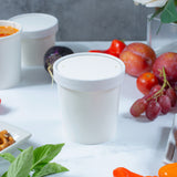 16 oz Double Coated PE Paper Food Cup w/ Paper Lid Combo (White) - 250/Case