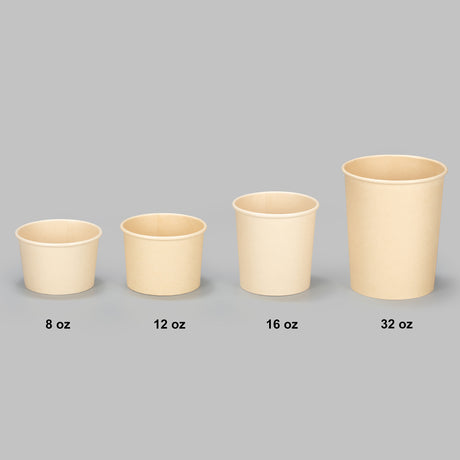 32 oz Double Coated PE Paper Food Cup (Bamboo) - 500/Case