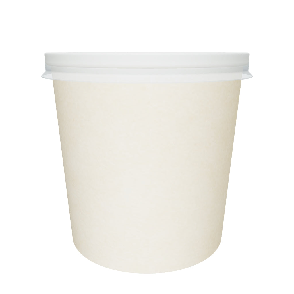 16 oz Double Coated PE Paper Food Cup w/ PP Lid Combo (Bamboo) - 250/Case