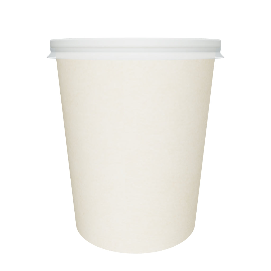 32 oz Double Coated PE Paper Food Cup w/ PP Lid Combo (Bamboo) - 250/Case