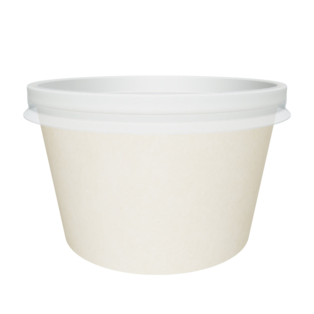 8 oz Double Coated PE Paper Food Cup w/ PP Lid Combo (Bamboo) - 250/Case