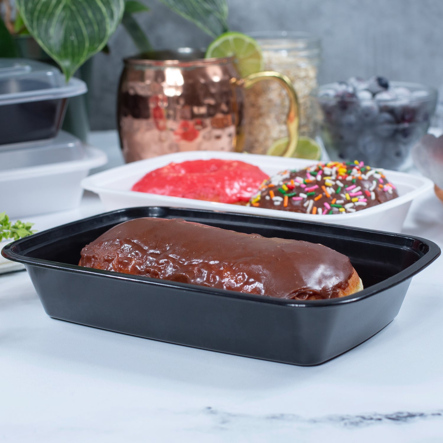 16 oz Value 7" x 5" Rectangular Microwavable Combo (Black) - 150/Case - ReztaurantDirect 