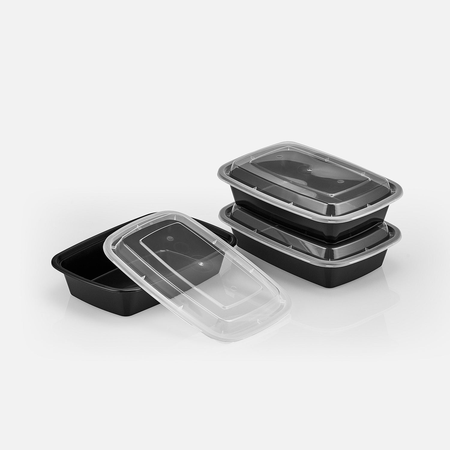24 oz Value 7" x 5" Rectangular Microwavable Combo (Black) - 150/Case - ReztaurantDirect 