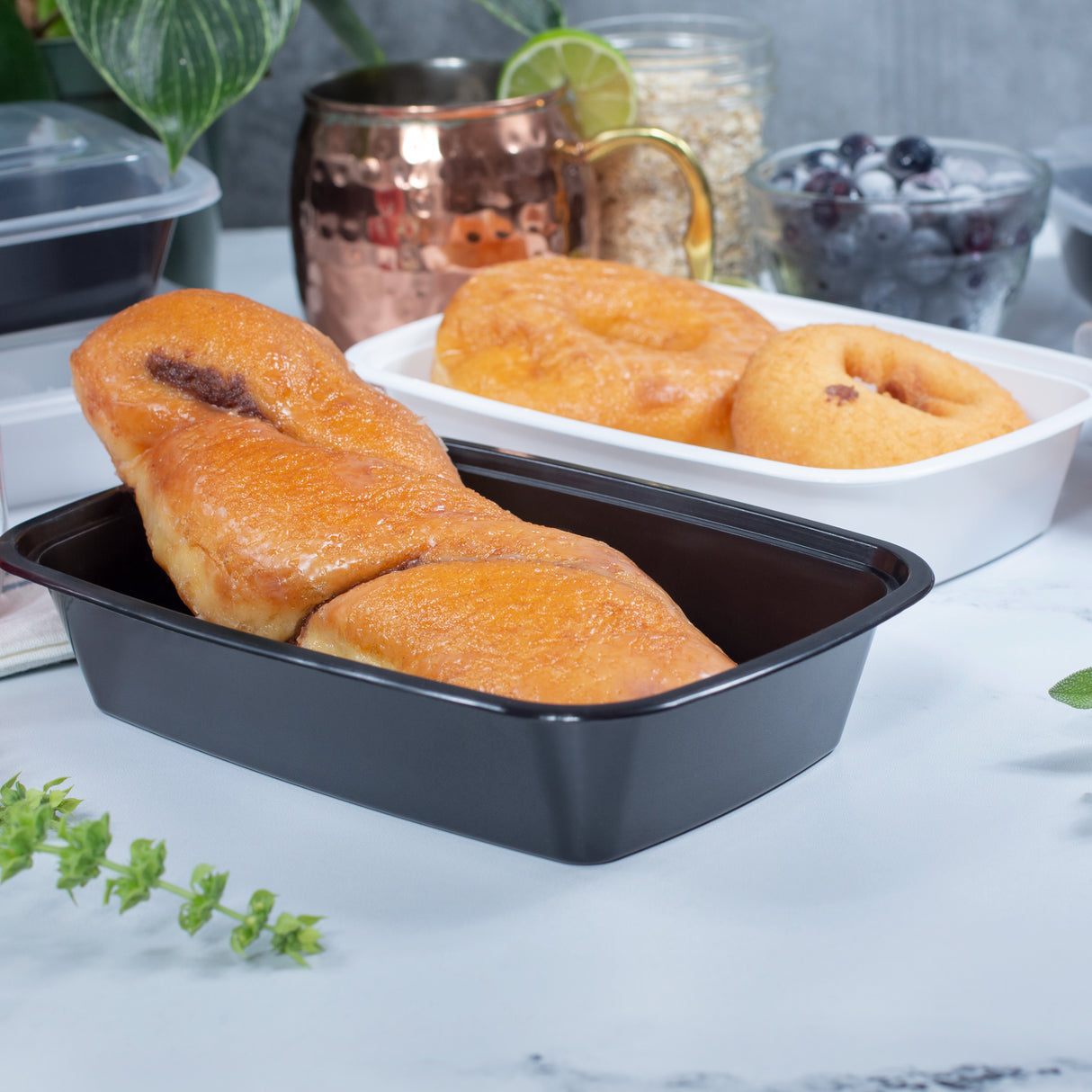 24 oz Value 7" x 5" Rectangular Microwavable Combo (Black) - 150/Case - ReztaurantDirect 