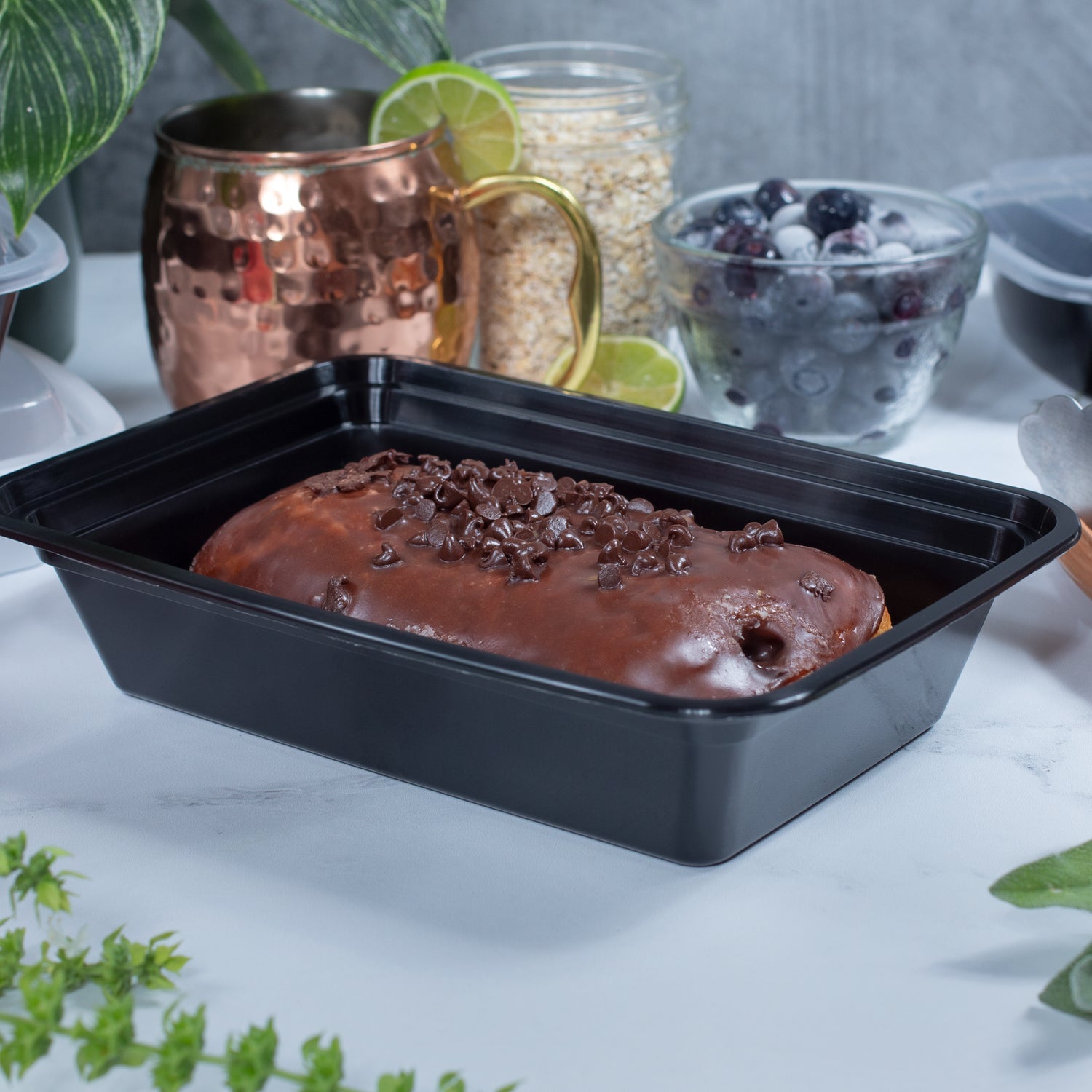 38 oz Value 8" x 6" Rectangular Microwavable Combo (Black) - 150/Case - ReztaurantDirect 