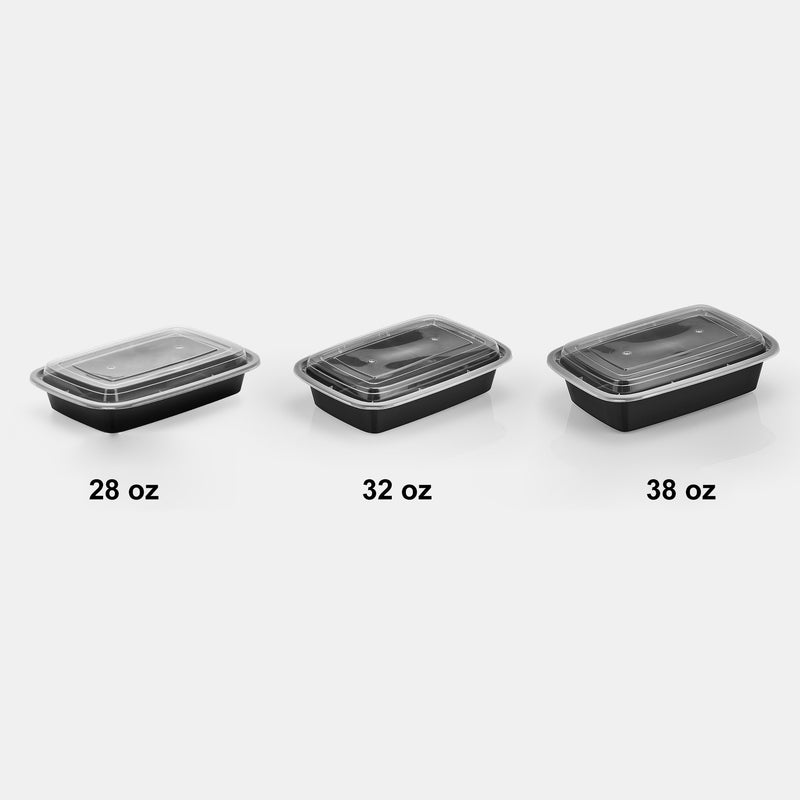 28 oz Value 8" x 6" Oblong Microwavable Combo (Black) - 150/Case