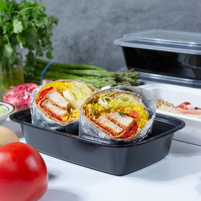 32 oz Value 8" x 6" Oblong Microwavable Combo (Black) - 150/Case